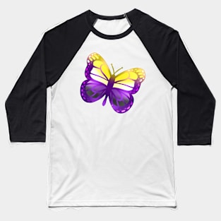 LGBTQ+ Pride Butterfly - Nonbinary Baseball T-Shirt